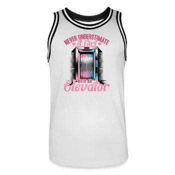 Ascenseur pour tout-petits et enfants - Maillot de basket Homme - blanc/noir - Devant - AI Model Male 185 dark (185cm)