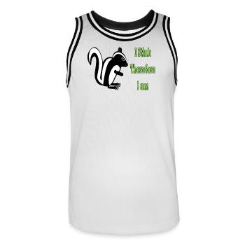 Humorvolle Skunk-Philosophie Zitat-Design - Männer Basketball-Trikot - Weiß/Schwarz - Vorne - AI Model Male 185 dark (185cm)