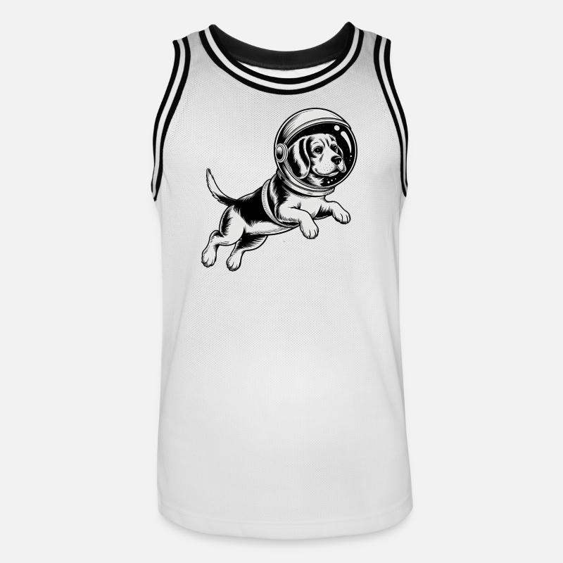 Beagle in Space - Cool Astonomy Logo - Männer Basketball-Trikot - Weiß/Schwarz