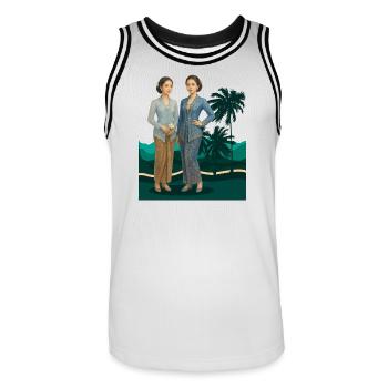 Beauté orientale de Kebaya sundanaise, Indonésie - Maillot de basket Homme - blanc/noir - Devant - AI Model Male 185 dark (185cm)