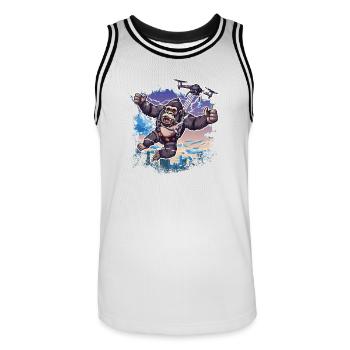 Gorilla Drohne Kinder lustig - Männer Basketball-Trikot - Weiß/Schwarz - Vorne - AI Model Male 185 dark (185cm)