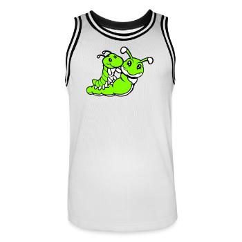 2 friends riding caterpillar father mother child dad mom - Men's Basketball Jersey - white/black - Front - AI Model Male 185 dark (185cm)