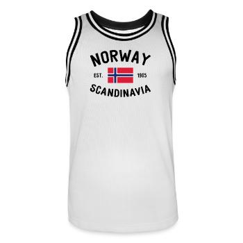 Norway - Norge - Norwegen - Scandinavia - 1905 - Männer Basketball-Trikot - Weiß/Schwarz - Vorne - AI Model Male 185 dark (185cm)