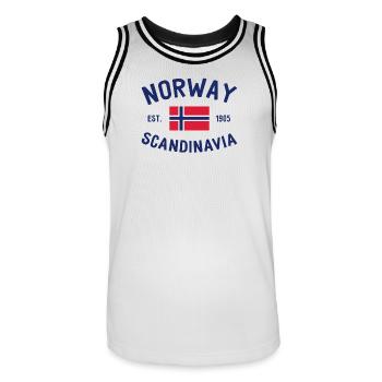 Norway - Norge - Norwegen - Scandinavia - 1905 - Männer Basketball-Trikot - Weiß/Schwarz - Vorne - AI Model Male 185 dark (185cm)