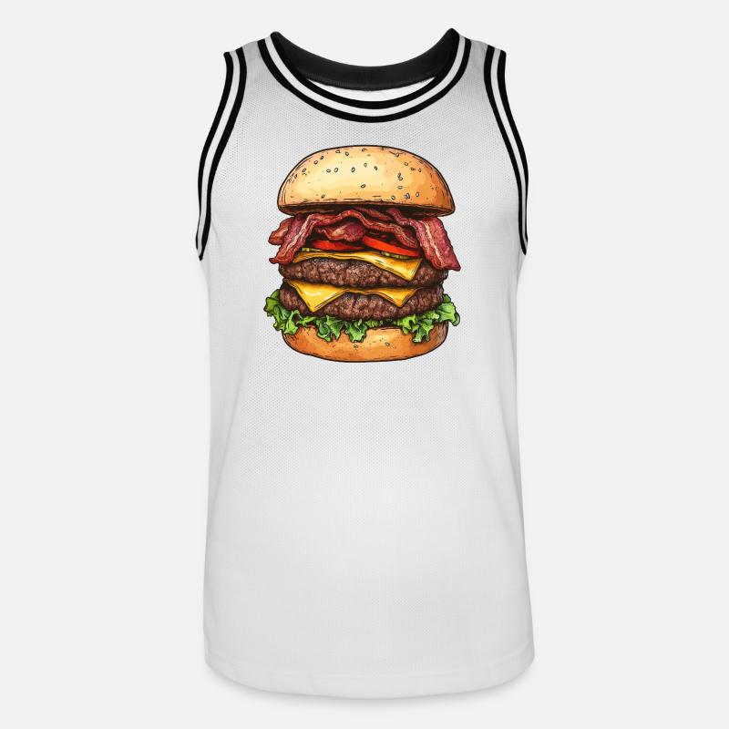 Double Bacon Cheeseburger :) - Men's Basketball Jersey - white/black