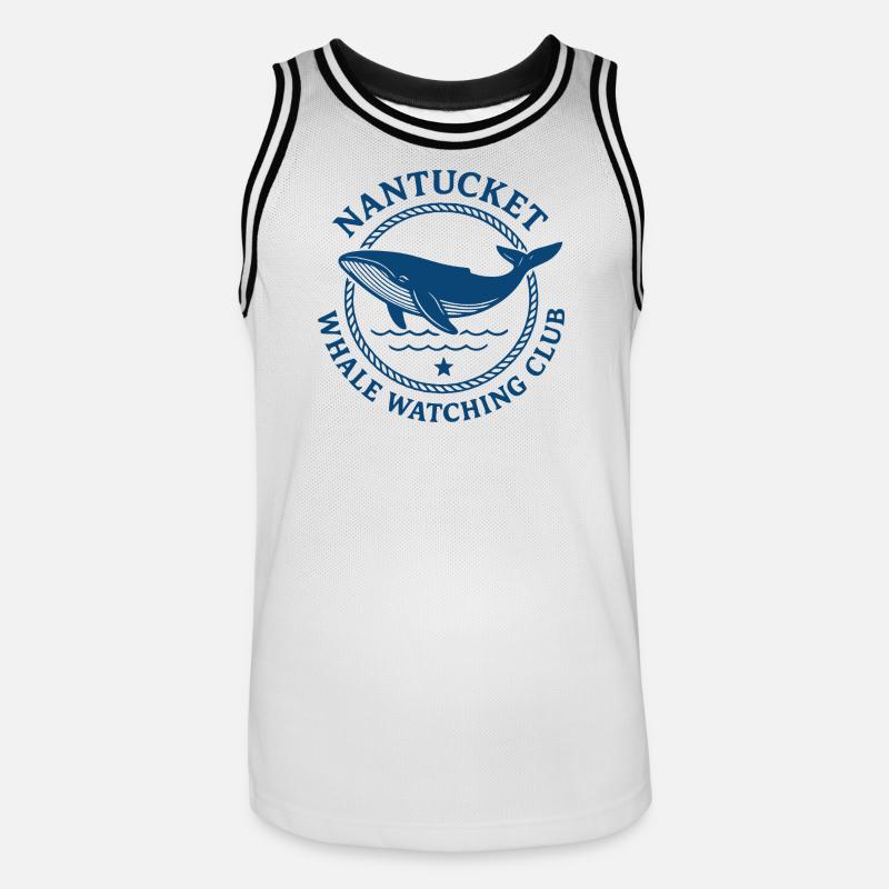 Conception de logo d’observation des baleines à Nantucket - Maillot de basket Homme - blanc/noir