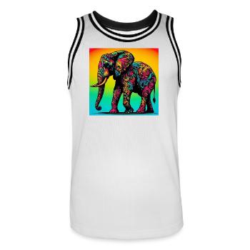 Elefant - Männer Basketball-Trikot - Weiß/Schwarz - Vorne - AI Model Male 185 dark (185cm)
