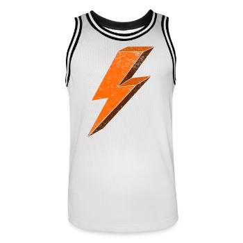 Effet de foudre énergétique en 3D orange - Maillot de basket Homme - blanc/noir - Devant - AI Model Male 185 dark (185cm)
