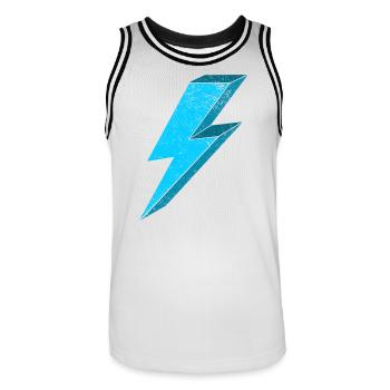 Elektrischer Blitz Design 3D - Männer Basketball-Trikot - Weiß/Schwarz - Vorne - AI Model Male 185 dark (185cm)