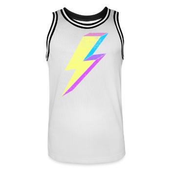 Leuchtende Lightning-Design mit Pastellfarben 80s  - Männer Basketball-Trikot - Weiß/Schwarz - Vorne - AI Model Male 185 dark (185cm)