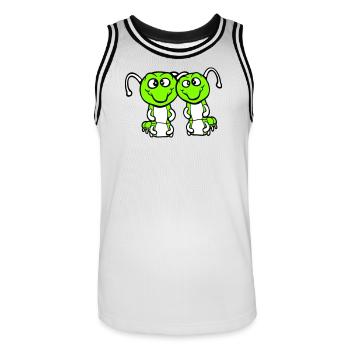 2 chenilles mignonnes deux amis cher couple amoureux - Maillot de basket Homme - blanc/noir - Devant - AI Model Male 185 dark (185cm)