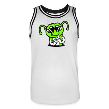 Raupe Mittelfinger Beleidigung Loch Sonnenbrille - Männer Basketball-Trikot - Weiß/Schwarz - Vorne - AI Model Male 185 dark (185cm)