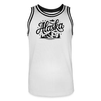 Alaska - Souvenir USA State Design - Männer Basketball-Trikot - Weiß/Schwarz - Vorne - AI Model Male 185 dark (185cm)