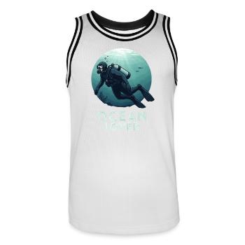 Diver Ocean Lover Underwater for Diving Friends - Men's Basketball Jersey - white/black - Front - AI Model Male 185 dark (185cm)