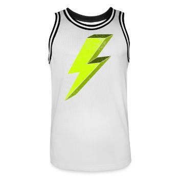 flash électrique lumineux illustration 3D - Maillot de basket Homme - blanc/noir - Devant - AI Model Male 185 dark (185cm)