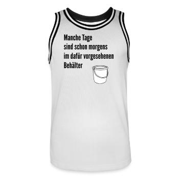 Tag im Eimer  - Männer Basketball-Trikot - Weiß/Schwarz - Vorne - AI Model Male 185 dark (185cm)