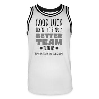 Motivational Teamwork  - Men's Basketball Jersey - white/black - Front - AI Model Male 185 dark (185cm)