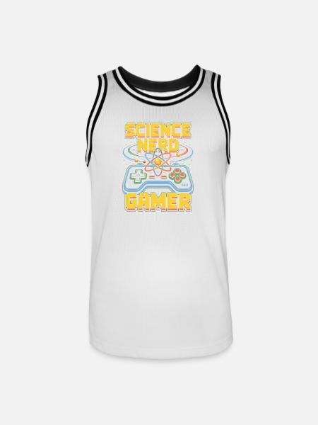 Science Nerd Gamer Atom Controller Wissenschaft - Maillot de basket Homme - blanc/noir