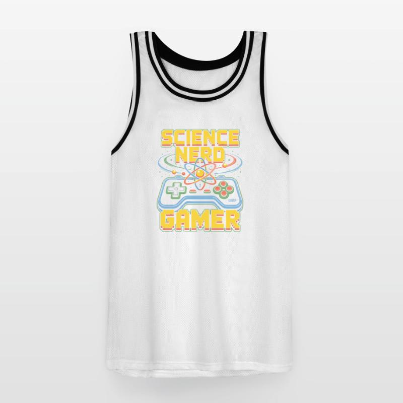 Science Nerd Gamer Atom Controller Wissenschaft Männer Basketball-Trikot