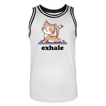 Exhale Yoga Citation Chat Mignon - Maillot de basket Homme - blanc/noir - Devant - AI Model Male 185 dark (185cm)
