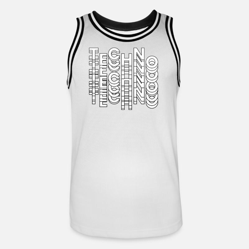 Futuristic Techno Typography Design - Men's Basketball Jersey - white/black