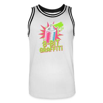 8-bit Graffiti Pop Culture Rétro Jeu vidéo - Maillot de basket Homme - blanc/noir - Devant - AI Model Male 185 dark (185cm)