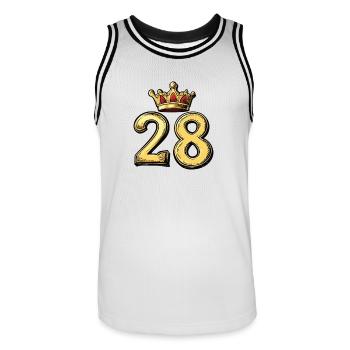 28 Number Krone - Men's Basketball Jersey - white/black - Front - AI Model Male 185 dark (185cm)