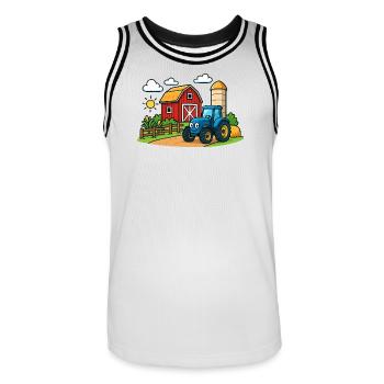 Lustiger Bauernhof mit Traktor - Männer Basketball-Trikot - Weiß/Schwarz - Vorne - AI Model Male 185 dark (185cm)