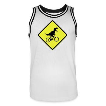 T-Rex Bike Signal Illustrated - Men's Basketball Jersey - white/black - Front - AI Model Male 185 dark (185cm)