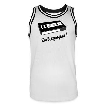 Rewound - Men's Basketball Jersey - white/black - Front - AI Model Male 185 dark (185cm)