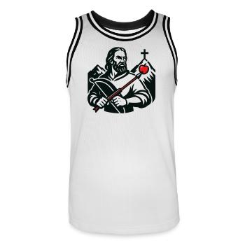 Figure légendaire de la Suisse - Maillot de basket Homme - blanc/noir - Devant - AI Model Male 185 dark (185cm)