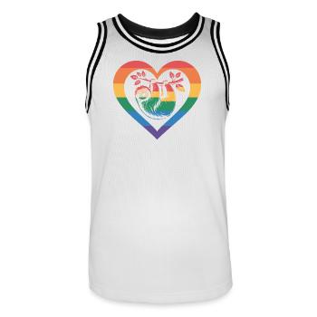 Faultier - Männer Basketball-Trikot - Weiß/Schwarz - Vorne - AI Model Male 185 dark (185cm)