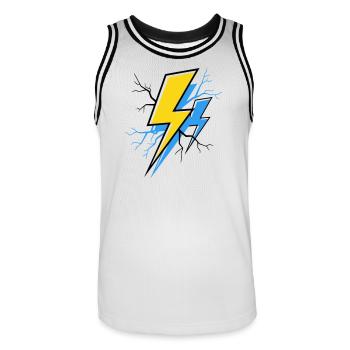 Blau Gelber Strahl - Männer Basketball-Trikot - Weiß/Schwarz - Vorne - AI Model Male 185 dark (185cm)