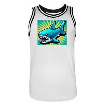 Shark - Men's Basketball Jersey - white/black - Front - AI Model Male 185 dark (185cm)