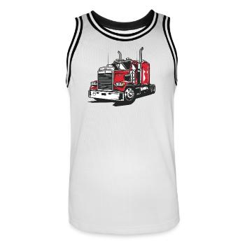 Red Truck Line Illustration - Men's Basketball Jersey - white/black - Front - AI Model Male 185 dark (185cm)