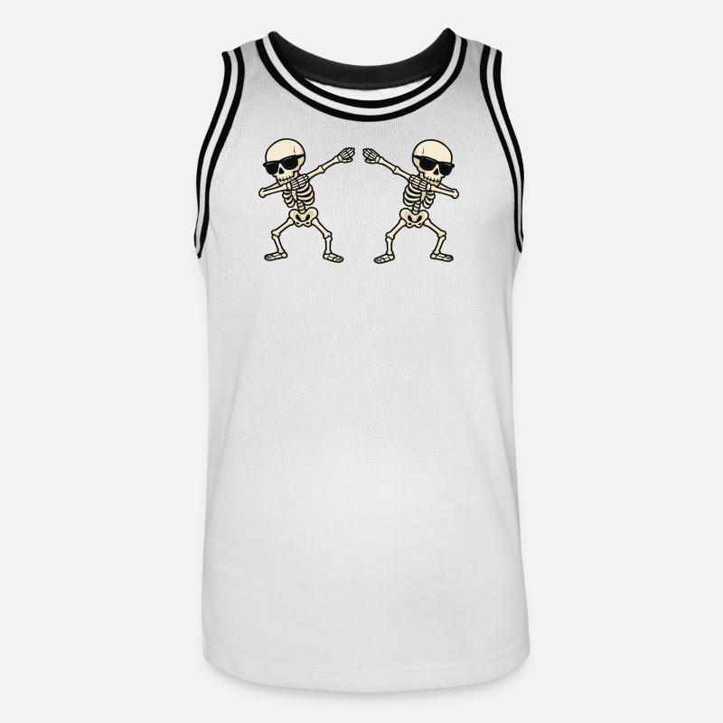 Duo di danza scheletro con occhiali da sole - Maglia da basket per uomo - bianco/nero