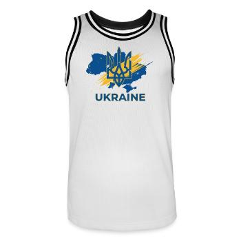 Trident Wave Ukraine Logo Print - Men's Basketball Jersey - white/black - Front - AI Model Male 185 dark (185cm)
