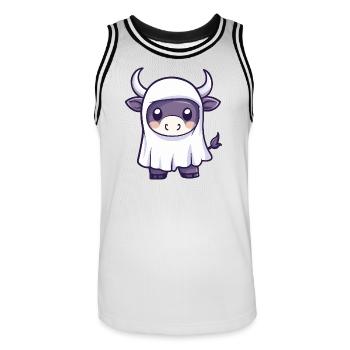 Bull Halloween fantôme - Maillot de basket Homme - blanc/noir - Devant - AI Model Male 185 dark (185cm)