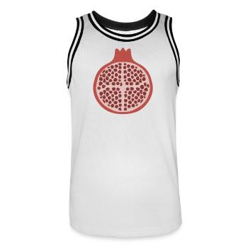 Pomegranate Half - Men's Basketball Jersey - white/black - Front - AI Model Male 185 dark (185cm)