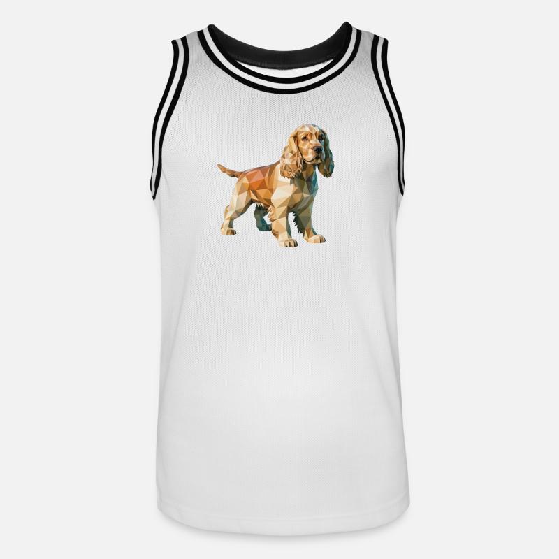 Cocker Spaniel - Cool Low Poly Logo - Men's Basketball Jersey - white/black