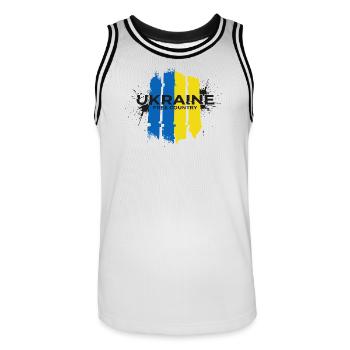 L’Ukraine Pays Libre Drapeau Art - Maillot de basket Homme - blanc/noir - Devant - AI Model Male 185 dark (185cm)