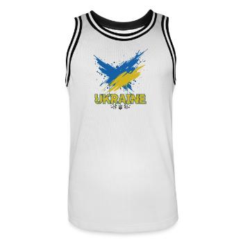 Ukraine Flag Splash Art - Men's Basketball Jersey - white/black - Front - AI Model Male 185 dark (185cm)
