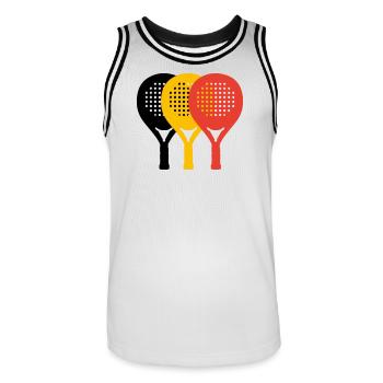 Padel Belgien Tricolore - Männer Basketball-Trikot - Weiß/Schwarz - Vorne - AI Model Male 185 dark (185cm)