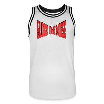 Block The Noise - Déclaration - Maillot de basket Homme - blanc/noir - Devant - AI Model Male 185 dark (185cm)