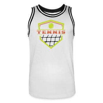 Logo Tennis  - Maillot de basket Homme - blanc/noir - Devant - AI Model Male 185 dark (185cm)
