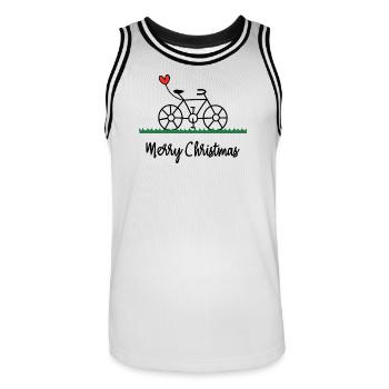 NOËL. MERRY CHRISTMAS. SAPIN. BONNE ANNEE - Maillot de basket Homme - blanc/noir - Devant - AI Model Male 185 dark (185cm)
