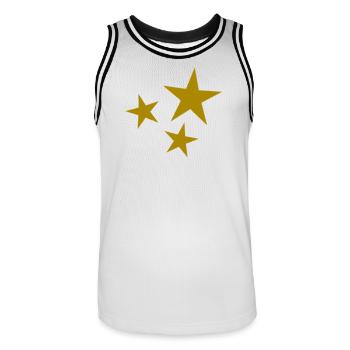 STAR. STARS. STAR. FEAST. ANNIVERSARY. CHRISTMAS - Men's Basketball Jersey - white/black - Front - AI Model Male 185 dark (185cm)