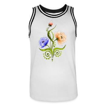 Flowers - Men's Basketball Jersey - white/black - Front - AI Model Male 185 dark (185cm)