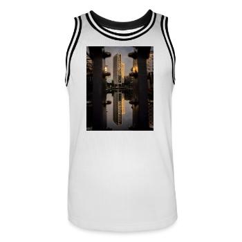 Coincé entre les boulons - Maillot de basket Homme - blanc/noir - Devant - AI Model Male 185 dark (185cm)