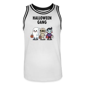 🎃 Halloween Gang Enfants 🎃 - Maillot de basket Homme - blanc/noir - Devant - AI Model Male 185 dark (185cm)